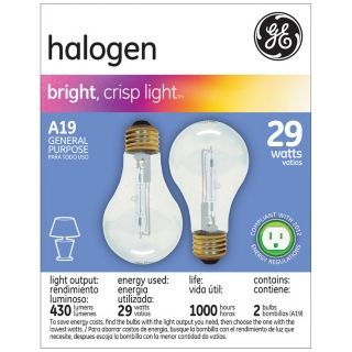 GE 29 Watt 2 Pack General Purpose Halogen Light Bulbs   #R6357