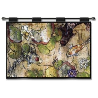 A Koi Rendezvous 53" Wide Wall Tapestry   #J8659