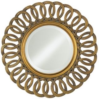 Antique Gold Linked Loops 30" High Round Wall Mirror   #N5824