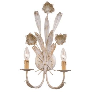 Antique White Roses 19" High Two Light Wall Sconce   #G6370
