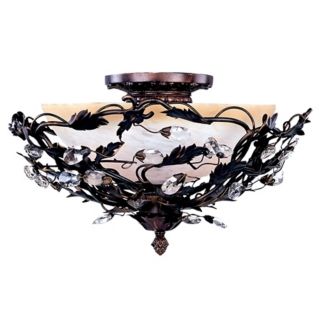 Vine and Crystal Droplets 16 1/2" Wide Ceiling Light Fixture   #39443