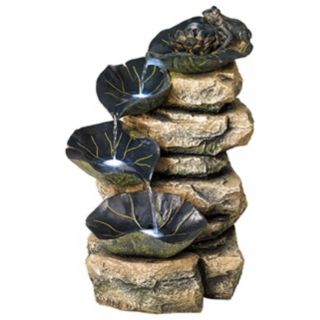 Frog and Four Lily Pad LED Lighted Fountain   #45988