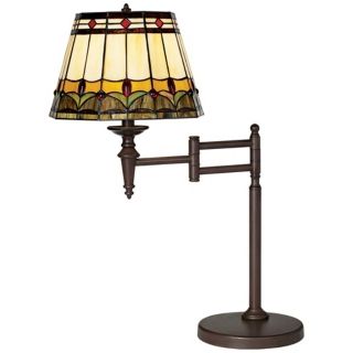 Mission Tiffany Style Bronze Swing Arm Desk Lamp   #92662