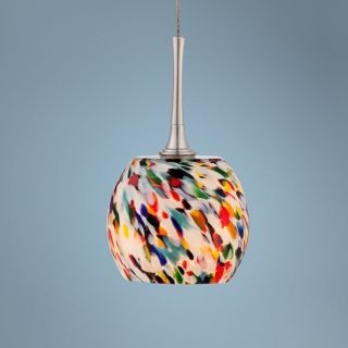 Multi Color 12" High Art Glass Mini Pendant   #X6648