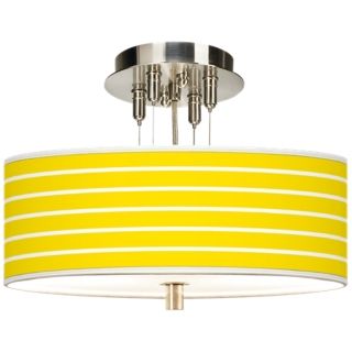 Vivid Yellow Stripes Giclee 14" Wide Ceiling Light   #55369 P5655