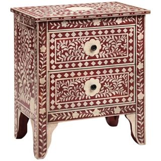 Moroccan Floral Two Drawer Red Chest   #Y8050
