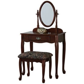 Powell Heirloom Cherry Vanity Mirror and Bench Set   #N5560