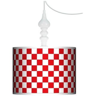 Checkered Red 13 1/2" Wide White Swag Chandelier   #K3341 K7370