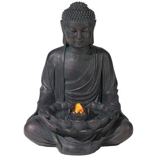 Meditating Aged Bronze Buddha LED Indoor/Outdoor Fountain   #M5794
