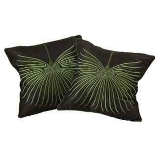 Set of 2 Leaf 18" Square Embroidered Throw Pillows   #X8056