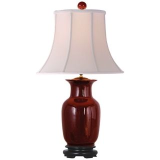 Oxblood Red Porcelain Tall Vase Table Lamp   #G7094