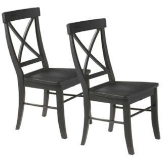 Set of 2 Black Cherry Finish X Back Dining Chairs   #U4234