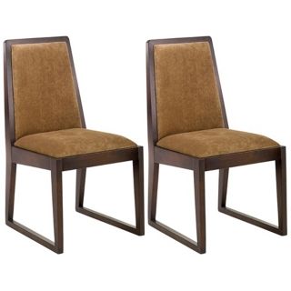 Set of 2 Oblique Collection Tobacco Side Chairs   #T4091