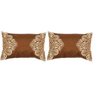 Surya Chocolate and Cream 20" Wide Set of 2 Lumbar Pillows   #J8413