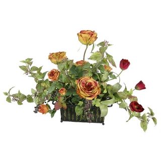 English Rose in Metal Pot Faux Flower Arrangement   #H4470