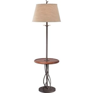 Iron Twist Base Wood Tray Table Floor Lamp   #N5774