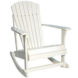 Adirondack White Finish Solid Wood Porch Rocker Chair   #T4761