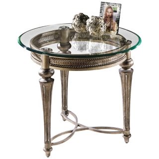 Galloway Brush Pewter Round End Table   #Y0388