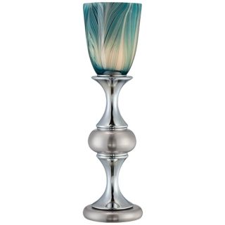 Chrome/Steel Blue Art Glass 24 3/4" High Accent Lamp   #T9882