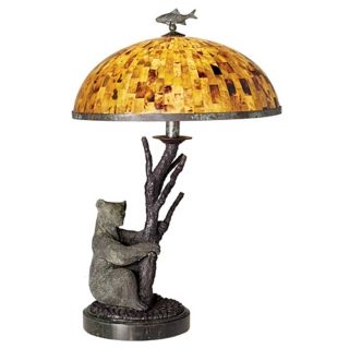 Maitland Smith Tree Trunk Bear Pen Shell Shade Table Lamp   #07630