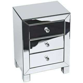 Reflections Silver Mirror 3 Drawer Accent Table   #Y4403