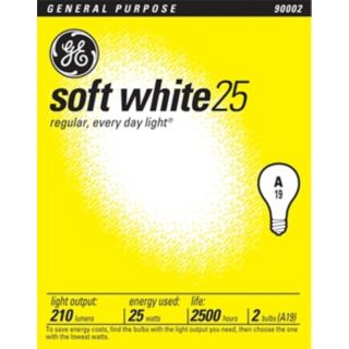 GE 25 Watt 2 Pack Soft White Light Bulbs   #90002