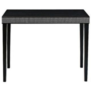 Black and White Checked Accent Black Wood Table   #W8543