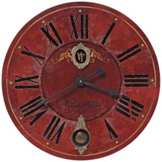 Villa Tesio Red 30" Wide Round Wall Clock   #R8157