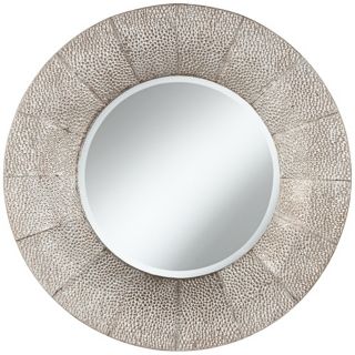 Pounded Metal 31 1/2" High Round Wall Mirror   #X5955