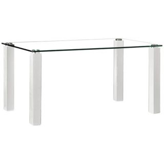 Zuo Flag White Leatherette and Glass Dining Table   #V9249