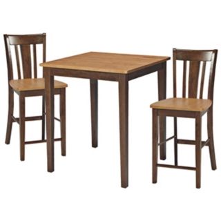 Combo Pine and Oak Finish Gathering Table and 2 Stools   #U4341