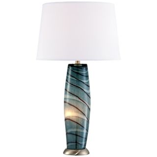 Possini Euro Design Blue Art Glass Night Light Table Lamp   #U2620
