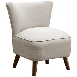 Annabelle Mid Century Modern Talc Linen Chair   #X5775
