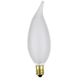 Candelabra base bulb. Flame shape. Frosted glass. 40 watts. One bulb