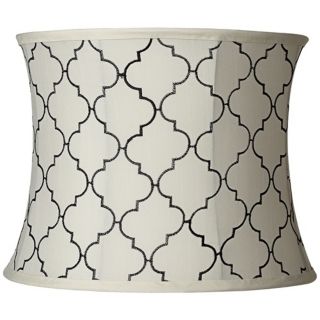 Cream and Black Moroccan Tile Drum Shade 13x14x11 (Spider)   #V8365