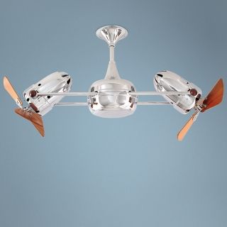 36" Matthews Duplo Dinamico Chrome and Wood Ceiling Fan   #02675 46868