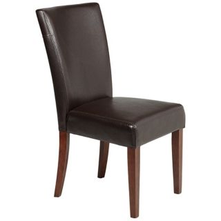 Powell Axelrod Dark Brown Bonded Leather Parsons Chair   #U4890