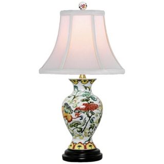 Scrolled Floral Urn Porcelain Table Lamp   #V2509