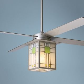 52" Prairie Nickel and Stained Glass Ceiling Fan   #K9591