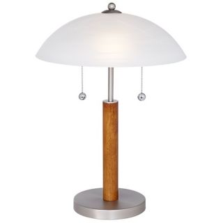 Orbital Brushed Steel and Wood Table Lamp   #00121