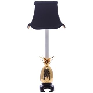 Tropical Brass Black Shade Pineapple Accent Lamp   #J8854