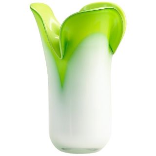Andre Large Hot Green and Icy White Glass Vase   #V1369