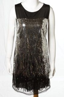 Romeo Juliet Couture Black Sequined LBD Sleeveless Clubwear Dress Sz M