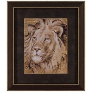 Safari Portrait of Lion 30 1/2" High Framed Wall Art   #T0224