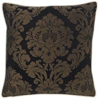 Black Rosette Damask 18" Square Pillow   #G2965