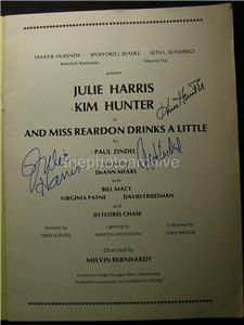 1971 Julie Harris Kim Hunter Paul Zindel Signed Theater Program OS66