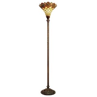 Arielle Tiffany Style Glass Torchiere Floor Lamp   #J7547