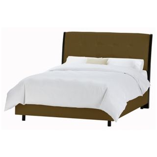 Upholstered Headboard Chocolate Microsuede Bed (King)   #P2913