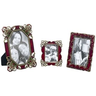 Set of 3 Dark Red Jeweled Frames   #R0873