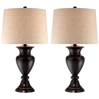 Set of 2 Metal Urn Bronze Table Lamps   #V1854